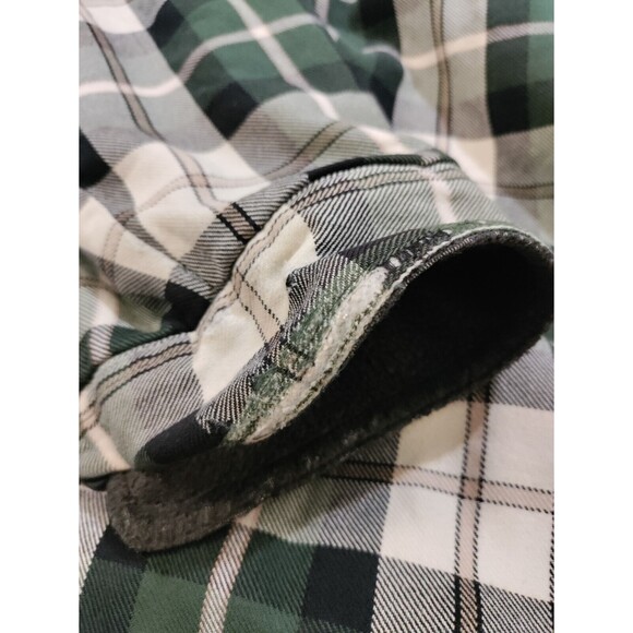 LL Bean Flannel Shirt Sherpa Lined Jacket Mens XXL-Tall Plaid Green Shacket - Picture 6 of 9